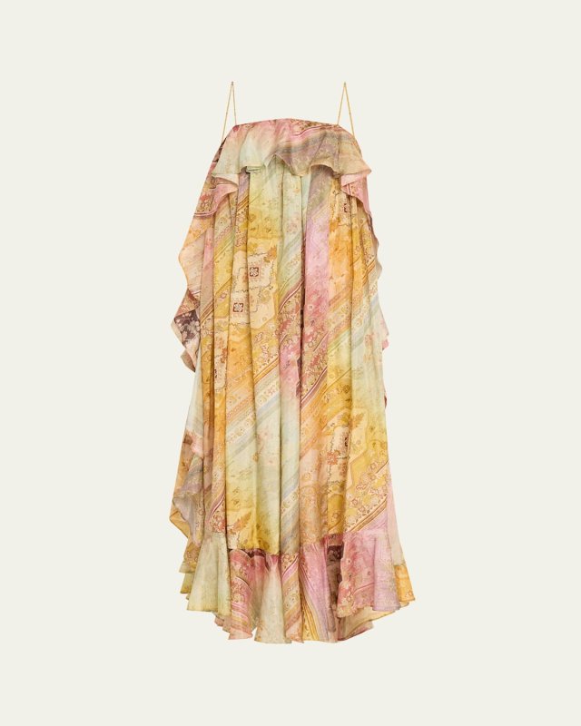 Tallow Printed Ruffle Maxi Dress
